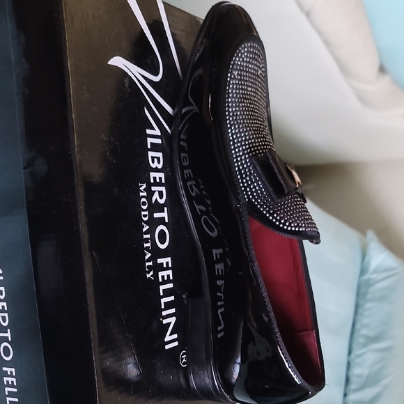 Roberto Fellini Black and Silver Men's Loafers - Picture 2 of 5